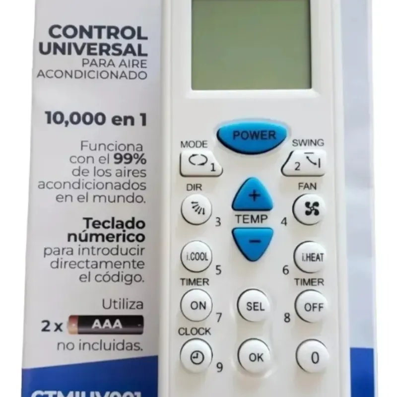 control universal para aire acondicionado y split