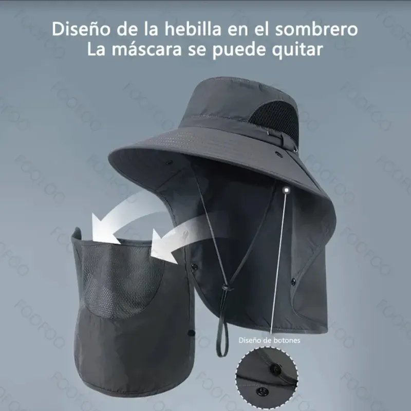 sombrero de pesca + mangas de protección solar
