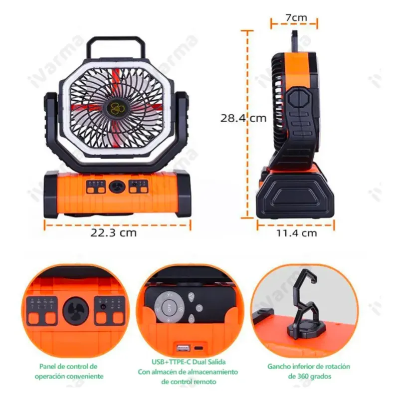 ventilador recargable portátil 20000 mAh y 12 pulgadas modelo 3 - 30000 CUP / 73 USD