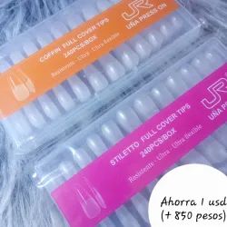 2 Cajas de 240 Uñas Soft Gel: Coffin + Stiletto