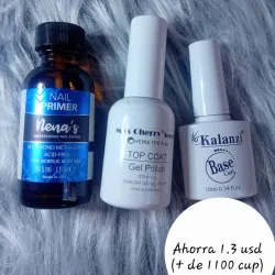 Antihongo Primer Nena's + Top Miss Cherry 21ml + Base Coat Kalanzi 10ml