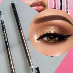 Lápiz de ojos, cejas y labios doble Negro + Carmelita