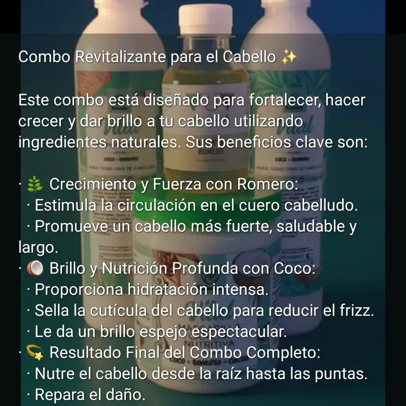 Combo de cacao aceite de coco y Romero