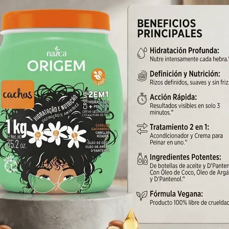 Crema 2 en 1 Para Cabellos Crespos 1kg