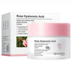 Crema Bioaqua con rosa 🌹 y ácido hialurónico Formato: 50g
