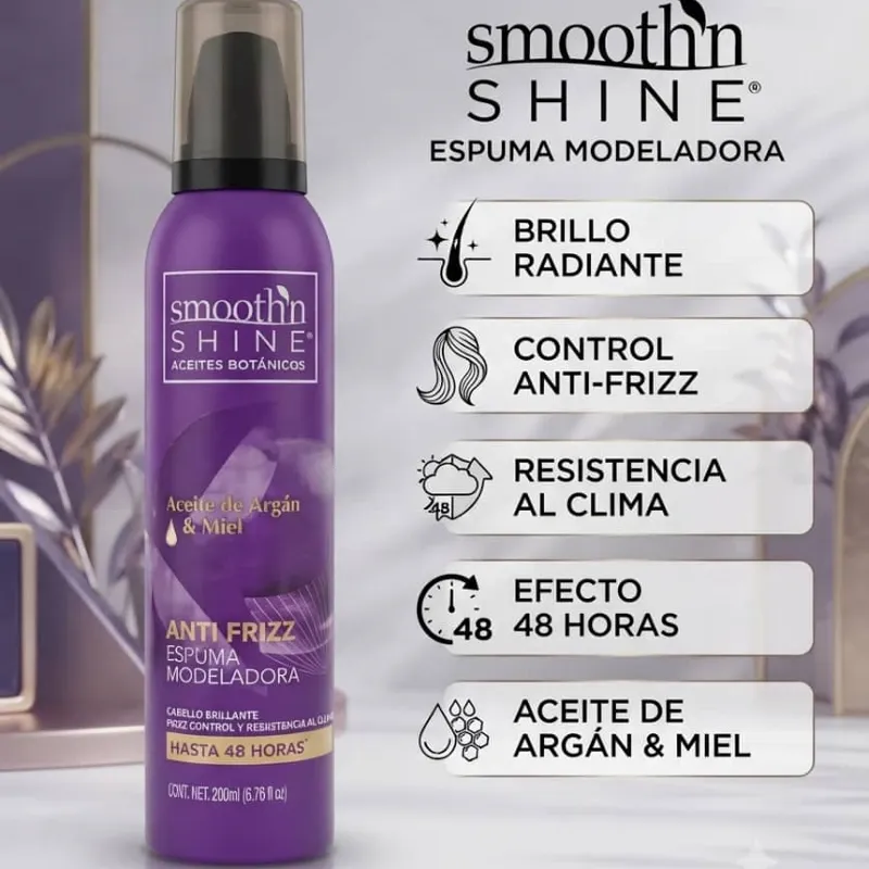 Espuma modeladora Smooth'n Shine anti frizz