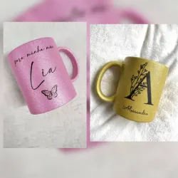 Jarras doradas y rosadas con glitter