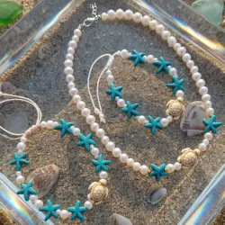 Juego de Collar ,pulsera y tobillera ☀️🐚🌴📿