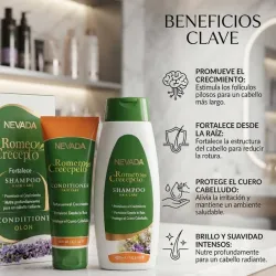 Juego de Shampoo 420ml y Acondicionador 200ml Romero Crecepelo