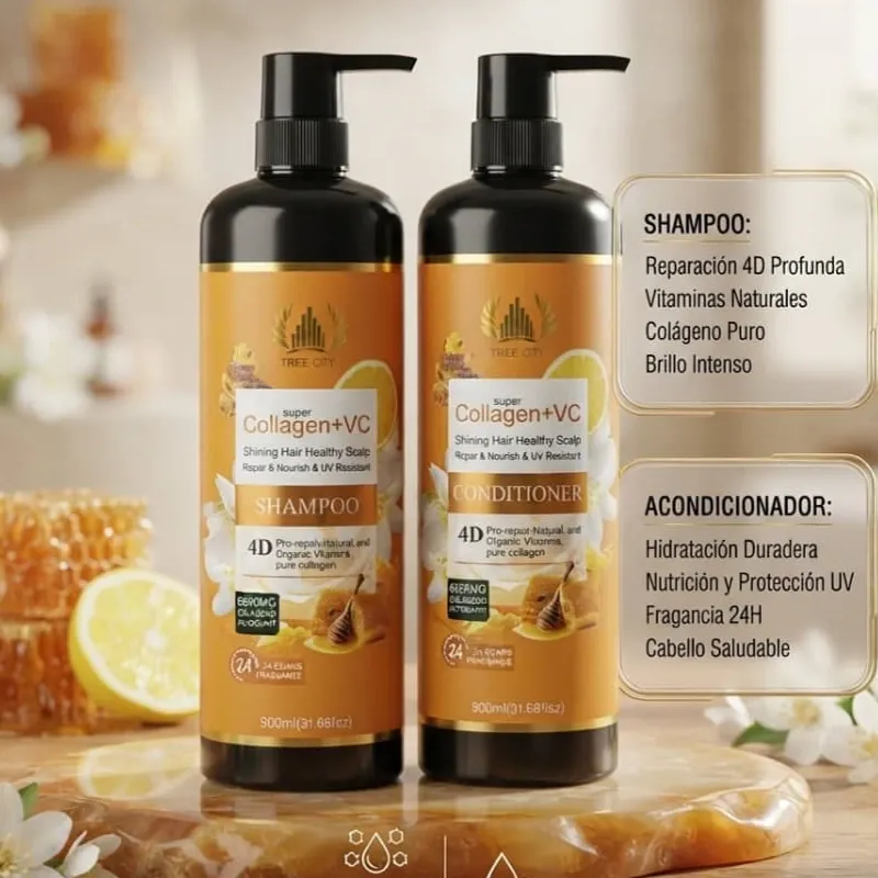 Juego de Shampoo y Acondicionador Colágeno y Vitamina C 900ml