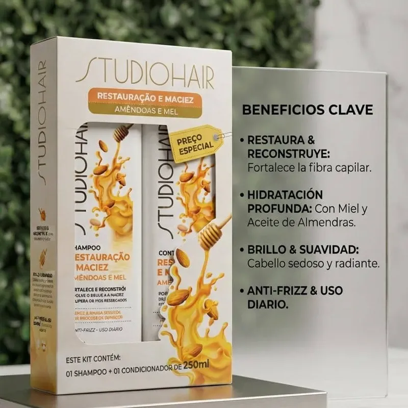 Juego de Shampoo y Acondicionador de Miel y Almendras 🍯