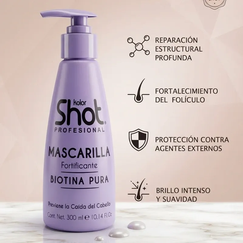 Mascarilla Anticaída Biotina Pura con Enjuague Kolor Shot