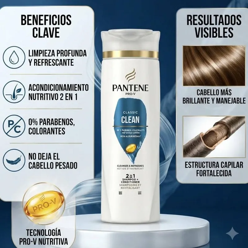 ⭐ Pantene Pro-V Classic Clean (2 en 1 Shampoo + Conditioner)