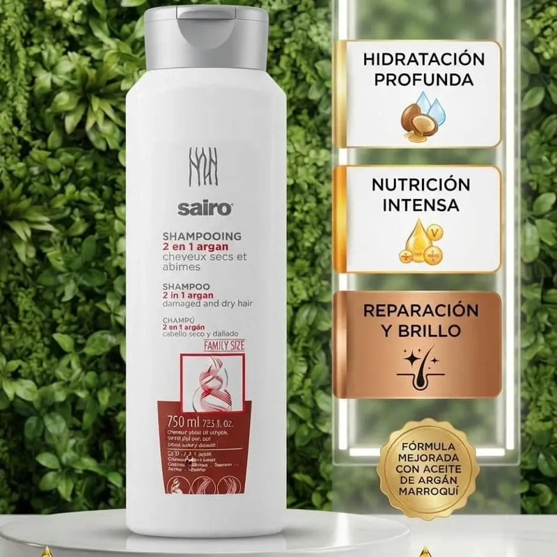 🫧 Sairo Champú 2 en 1 Argán (750 ml)