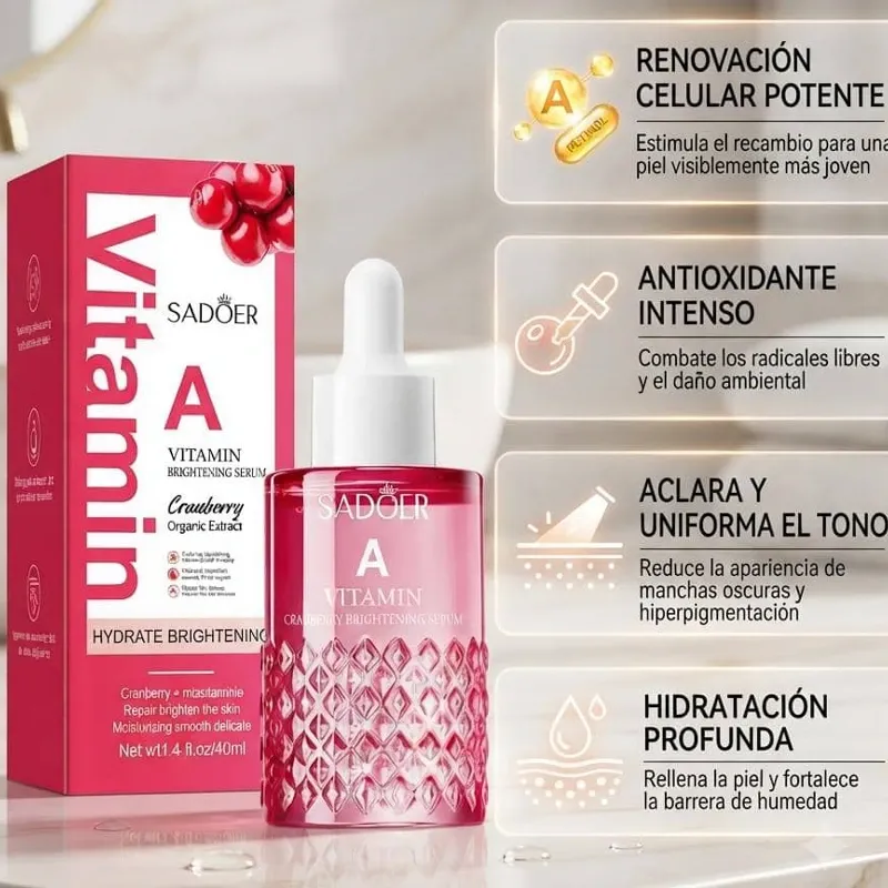 Serum Sadoer con vitamina A, niacinamida y arándanos rojos