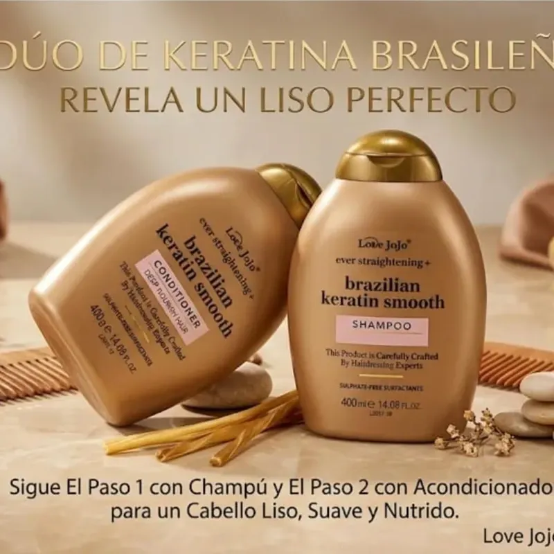 Shampo y Acondicionador de Keratina Brasileño Sin Sal 400ml