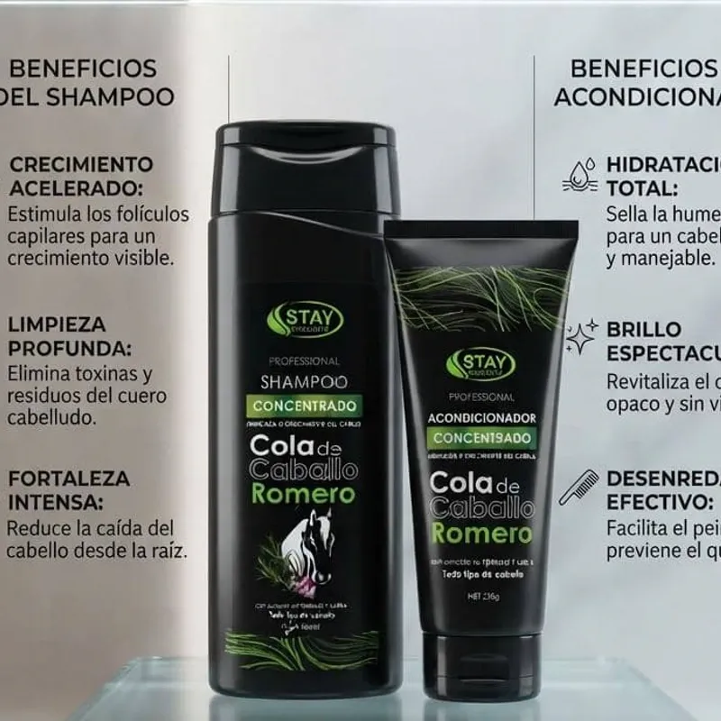 Shampoo 400ml y Acondicionador 230g de Romero y Cola de Caballo