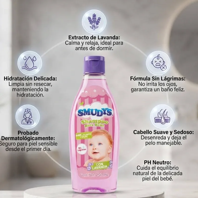 Shampoo Smudy's para bebé con lavanda