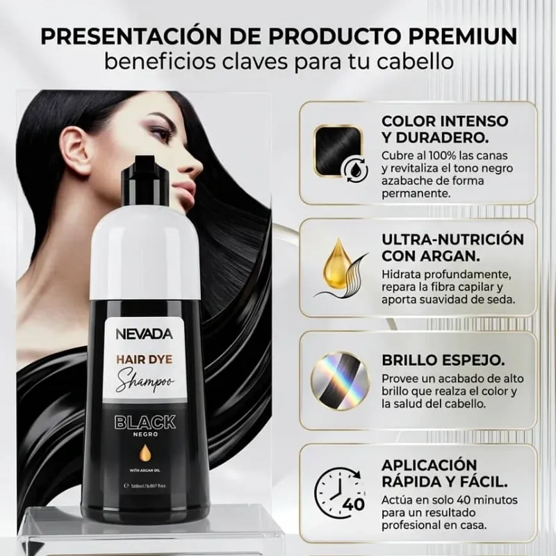 Shampoo Tinte Negro Nevada 16oz