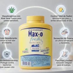 Talco Desodorante Max-O Fresh para pies y axilas aroma a fresco