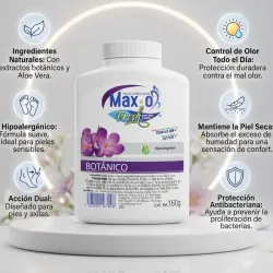 Talco Desodorante Max-O Fresh para pies y axilas aroma botánico