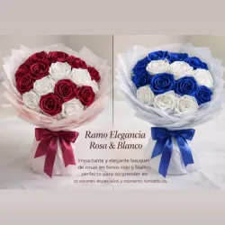 💐 Ramo Elegancia Rosa & Blanco / Azul & Blanco