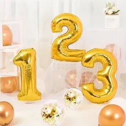 Globo de número dorado metalizado