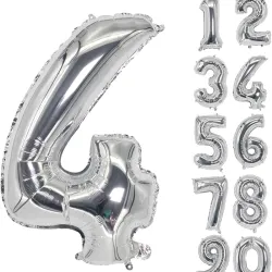Globo de número plateado metalizado