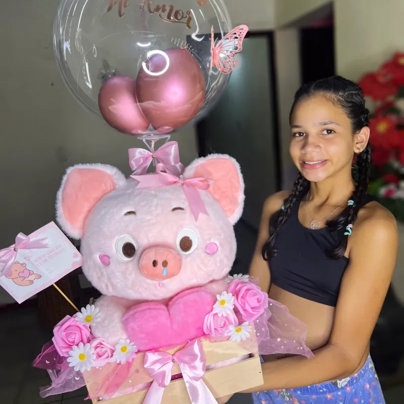 Caja con peluche grande 