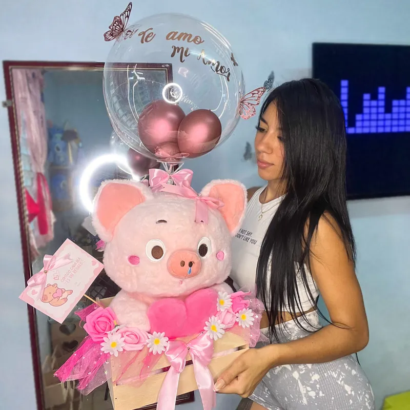 Caja con peluche grande 