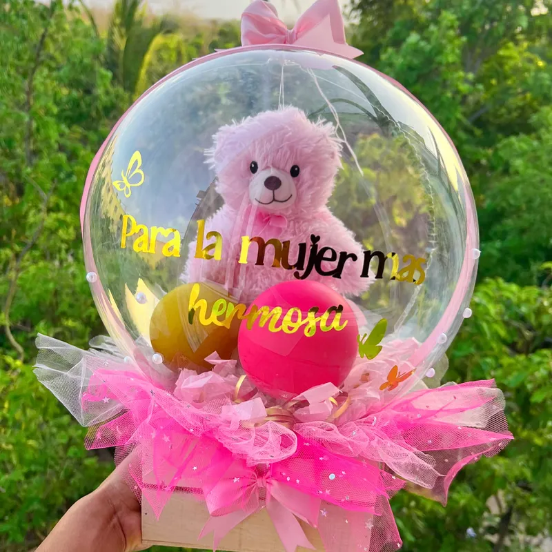 Globo burbuja con peluche 
