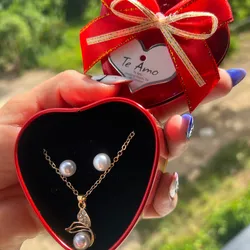 Juego de aretes y cadena