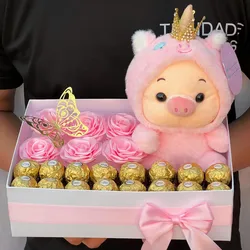 Caja con peluche y bombones 