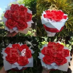 Cajita circular con 7 rosas eternas