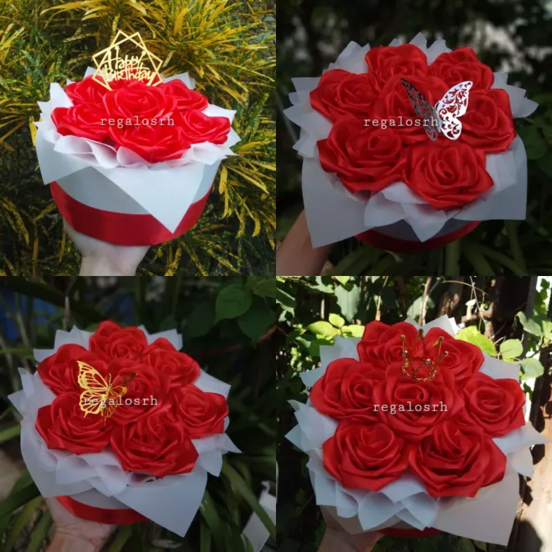 Cajita circular con 7 rosas eternas