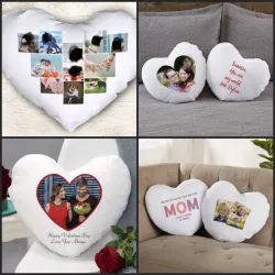 Cojines blancos en forma de corazón