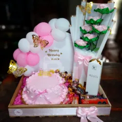 Combo rosas, cake y perfume