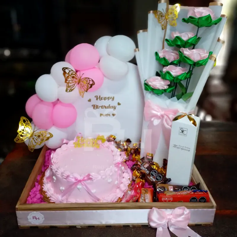 Combo rosas, cake y perfume