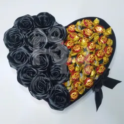 Corazón de rosas y bombones