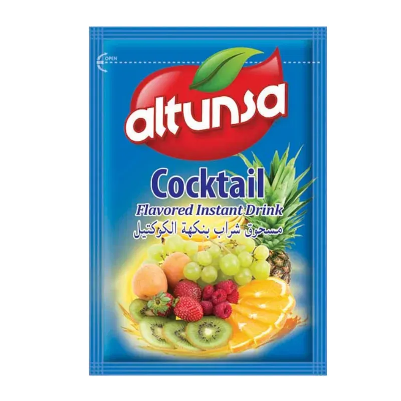 Refresco Altunsa Cocktail Flavored Instant Drink (Bebida Instantánea con Sabor a Cóctel de Frutas Altunsa).