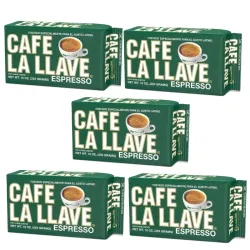 Café La Llave 5 Paquetes  – Espresso Cubano Molido (Paquete de 10 oz) 