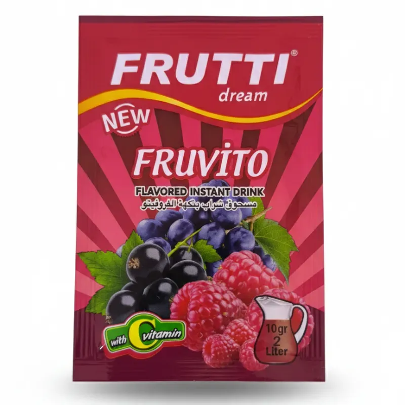 Refresco Frutti Dream Fruvito. Contenido neto: 10 g (rinde para 2 litros).