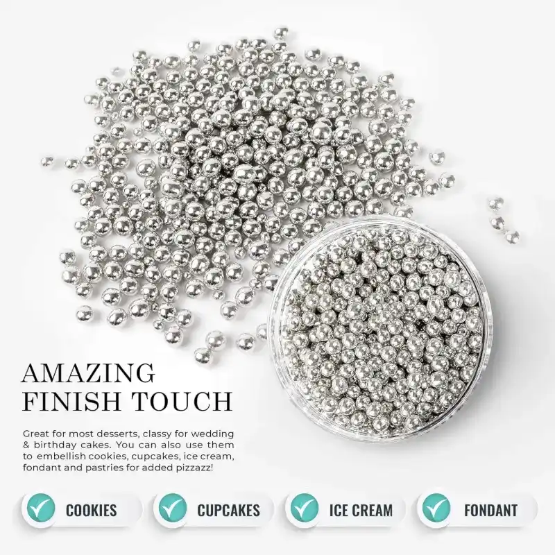 Perlas Plateadas Comestibles 4mm