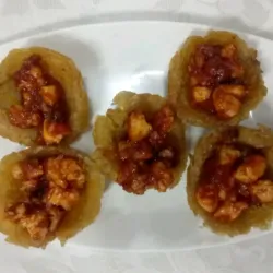 Tachinos rellenos con langosta 