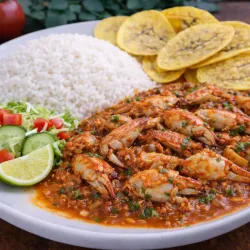 Cangrejo Enchilado Con Arroz Blanco