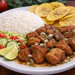 Masas de Cerdo Fritas con Arroz blanco