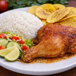 Pollo Frito con arroz blanco