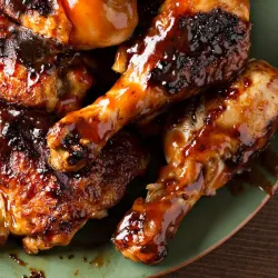 2 muslos de pollo ahumado con salsa BBQ + 200g de papas fritas y Salsa Rosa