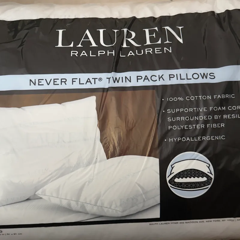 Almohadas Ralph Lauren Never Flat – Pack de 2 (Nuevas, Alta Calidad)