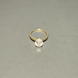 Anillo Solitario Plata 925 con Baño Dorado y Piedra Brillante